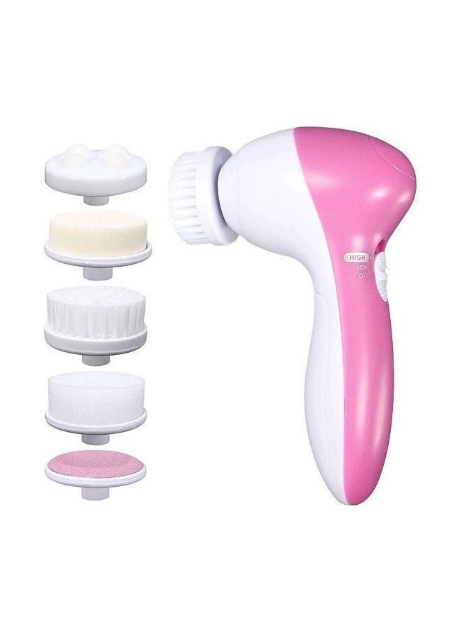 5-In-1 Electric Face Cleansing Brush Pink/White
