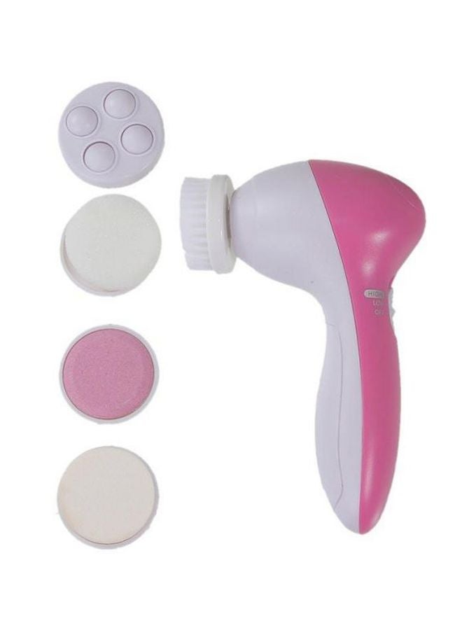 5-In-1 Electric Face Cleansing Brush Pink/White - Image 1