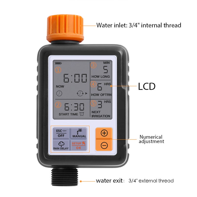 Generic - Large Screen Automatic Watering Timer Black/Orange 420grams - Image 1