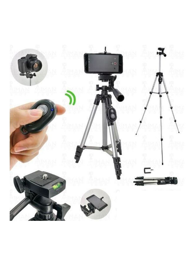 Generic - Portable Tripod Stand With Selfy Remote Silver/Black - Image 1