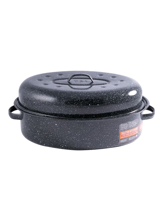 Columbian Granite Ware Covered Oval Roaster Black - Image 1
