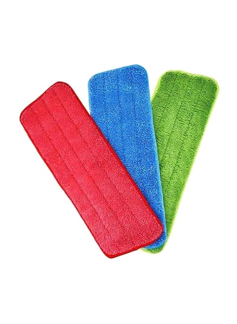 3-Piece Microfiber Cleaning Pad Set Red/Blue/Green 16.5x0.4x5.7inch