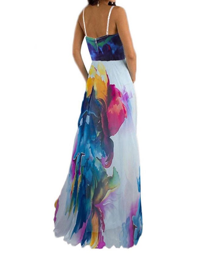 Strapless High Waist Color Block Maxi Dress Multicolour - Image 2