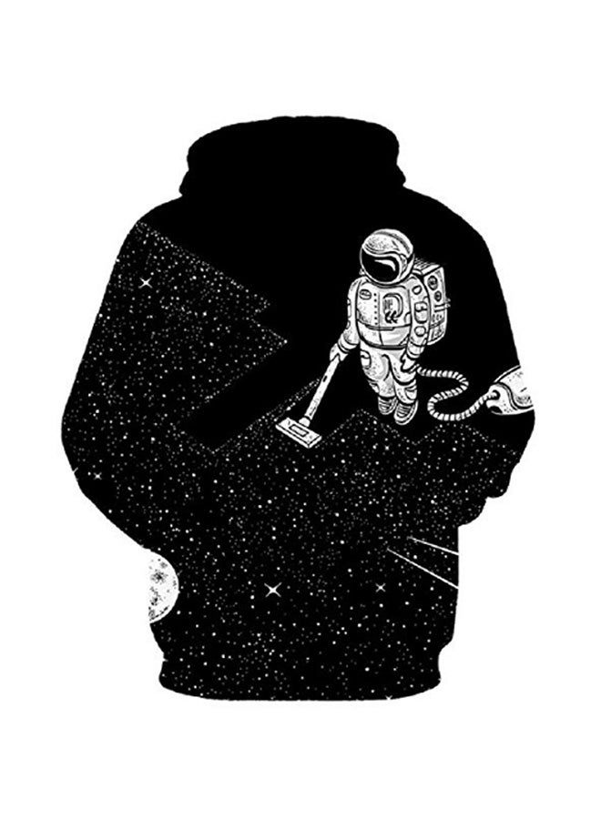 3D Astronaut Printed Long Sleeves Hoodie Black - Image 2
