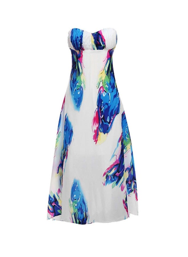 Strapless High Waist Color Block Maxi Dress Multicolour - Image 1