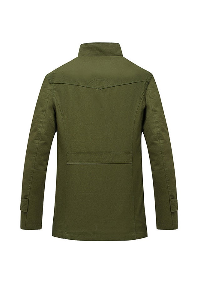 Parka Military Cotton Coat With Removable Hood Green  - Image 2
