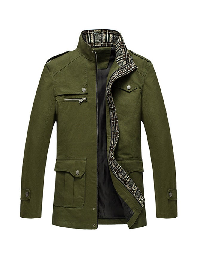 Parka Military Cotton Coat With Removable Hood Green  - Image 1
