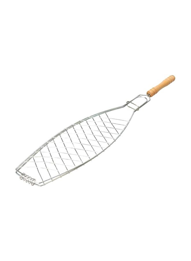 Fish Shaped Barbecue Grill Beige/Silver 62x14cm