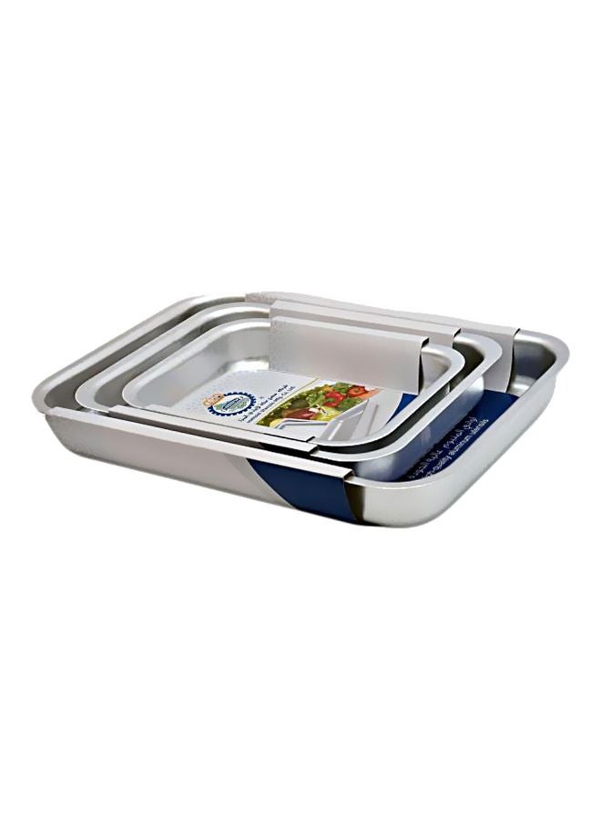3-Piece Aluminium Oven Tray Set Silver