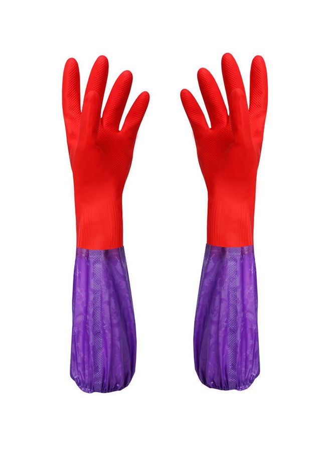 Thickened Dishwashing Gloves Red/Purple 52cm