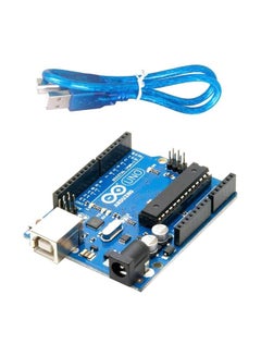 Arduino UNO With USB Cable Blue/Silver 