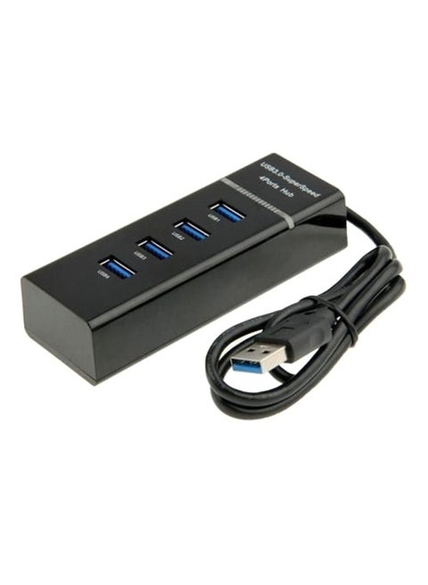 كابل محول وموزع محمول مزود بعدد 4 منافذ USB 3.0 أسود