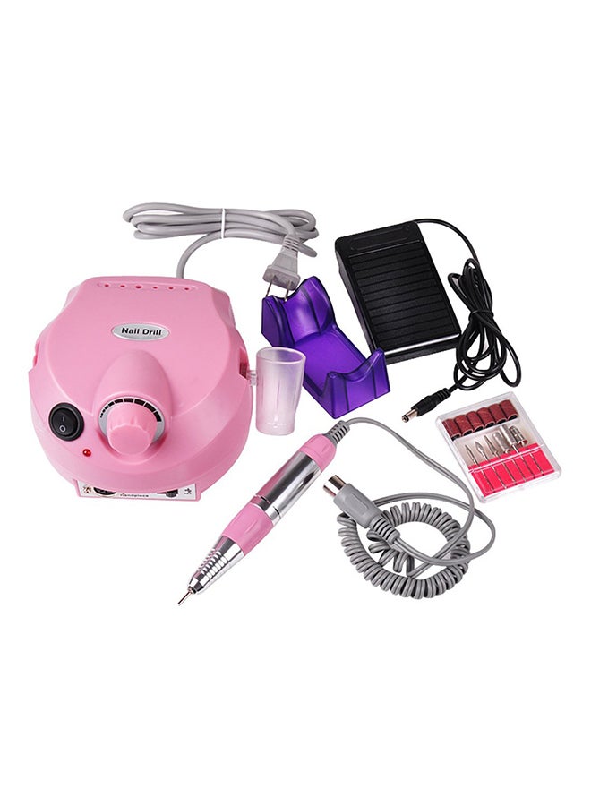 Generic Professional Electric Drill Machine With File Polisher Manicure Kits Nail Salon Tools Pink/Silver  - Image 1