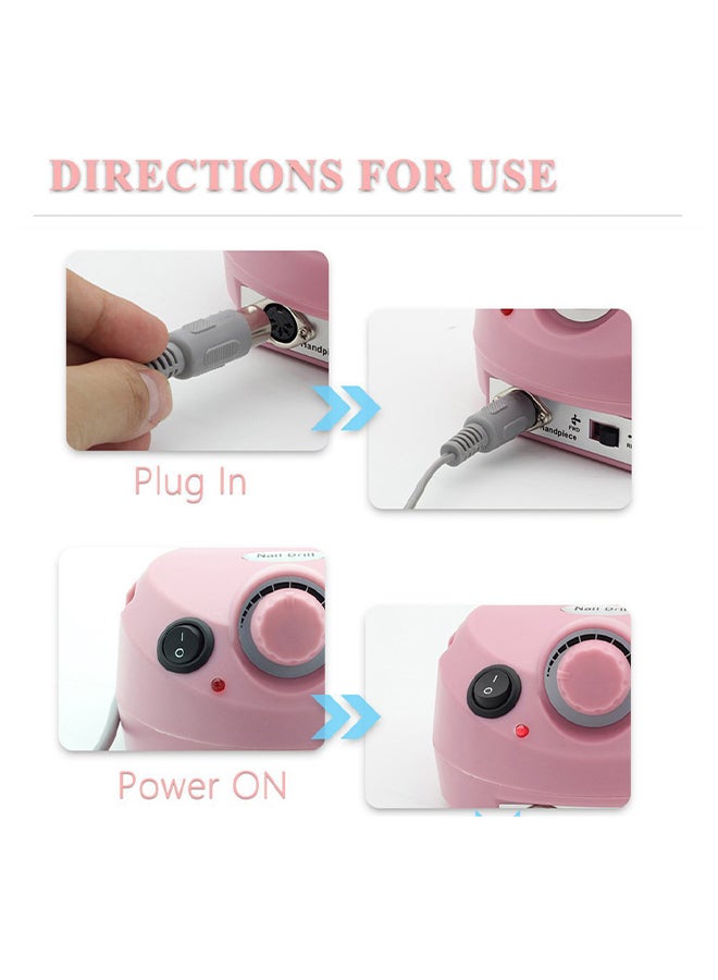 Generic Professional Electric Drill Machine With File Polisher Manicure Kits Nail Salon Tools Pink/Silver  - Image 2