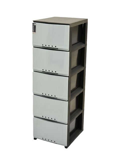 5 Layer Plastic Drawer Grey 105x34centimeter