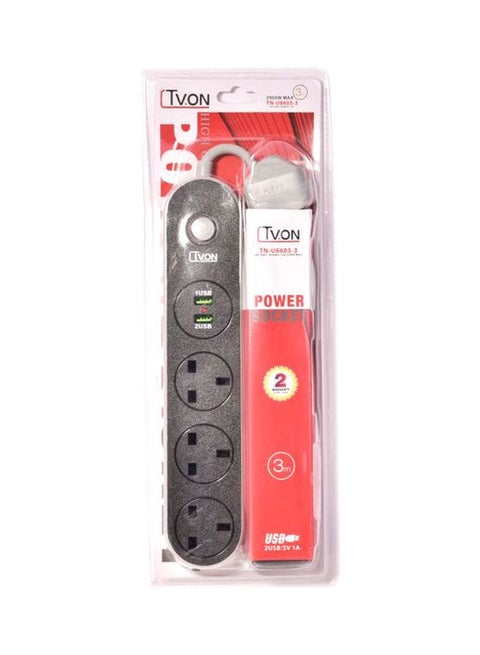 Multifunctional Power Socket Black/Grey