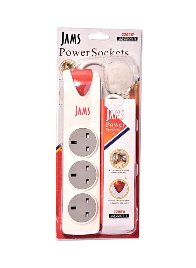 JAMS Power Socket Red/White/Grey 3meter 