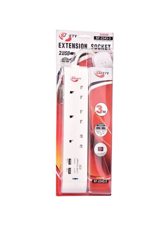 SAFETY Extension Socket White 3meter 