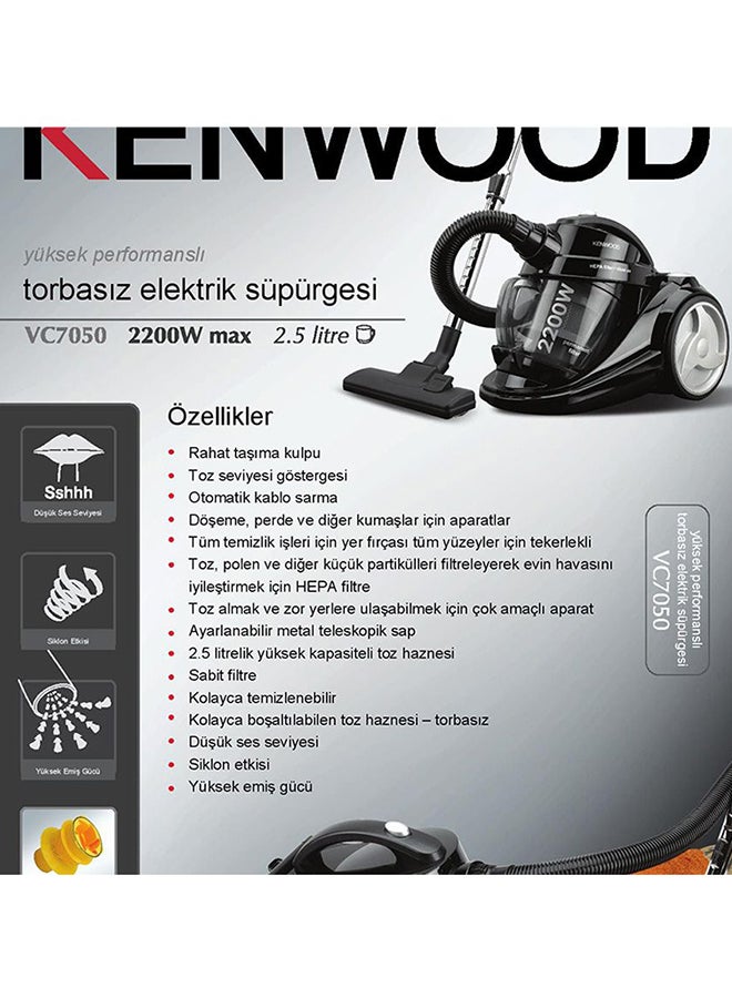 KENWOOD - Vacuum Cleaner 2.5 L 2200 W VC7050 Black - Image 1