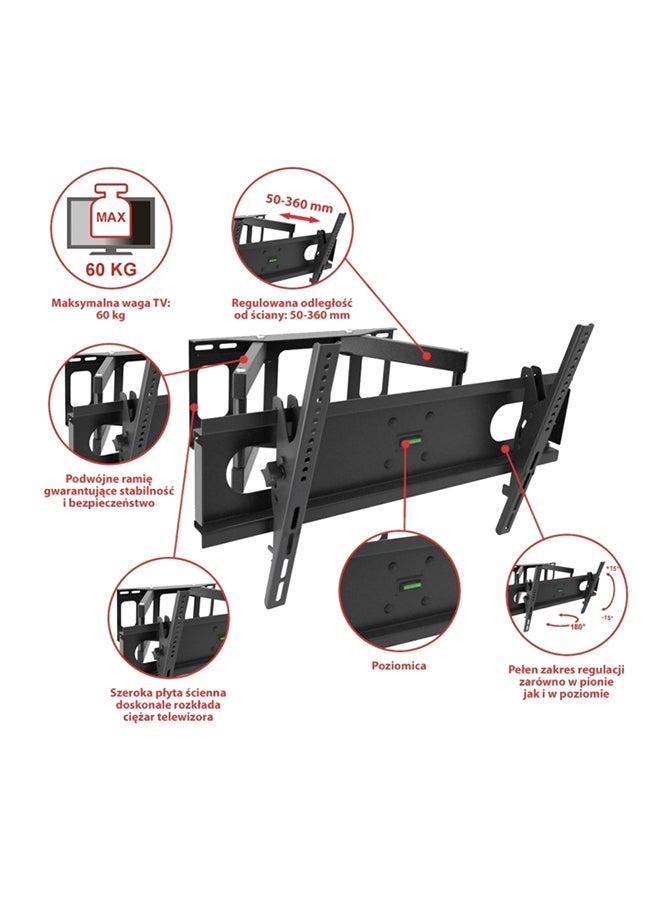Bluetek Dual Arm Articulating TV Wall Mount [32 to 70 inch Displays] [165 lbs Capacity] Mounting Bracket for Large Flat Screen, LCD, LED, OLED and Plasma TVs Black - Image 3