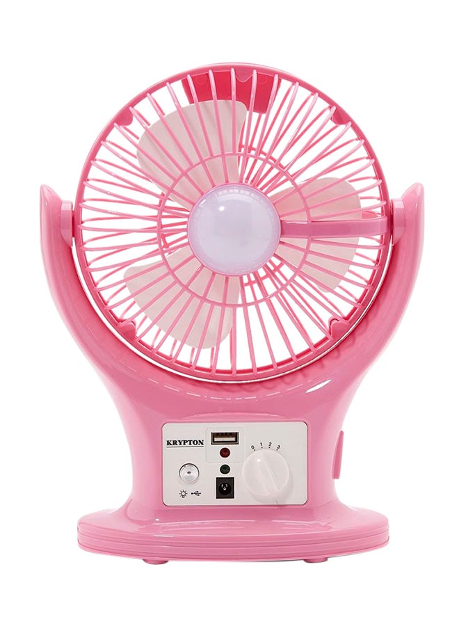 KRYPTON Plastic Rechargeable Fan With LED Lantern KNF6061 Pink - Image 1