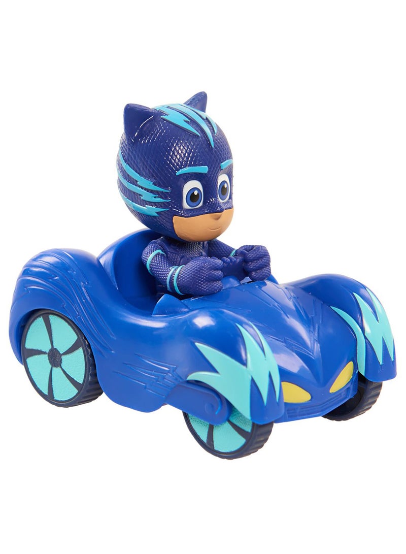 بي جيه ماسكس سيارة كات كار مصغرة مع مجسم شخصية كات بوي أزرق - Image 1