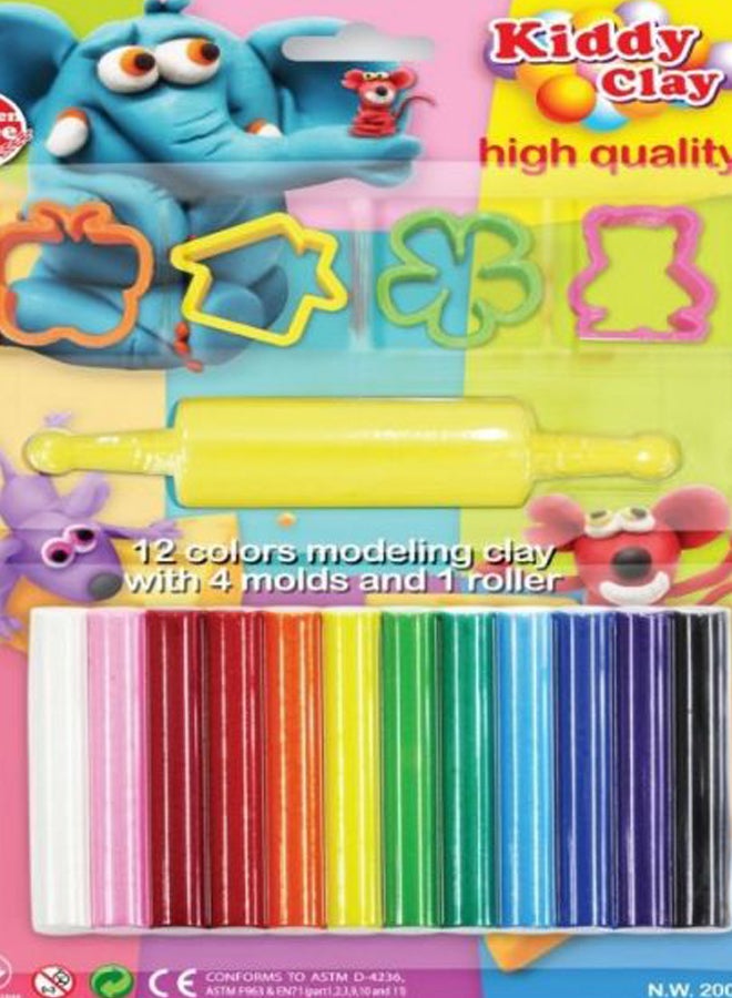كيدي كلاي طقم معجون تشكيل مع قوالب وبكرة مكون من 12 قطعة 250جرام - Image 2