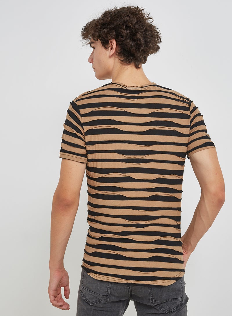 Striped Short Sleeve T-Shirt Brown - v1568541052/N28829860V_2