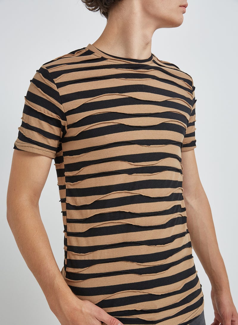 Striped Short Sleeve T-Shirt Brown - v1568541053/N28829860V_4