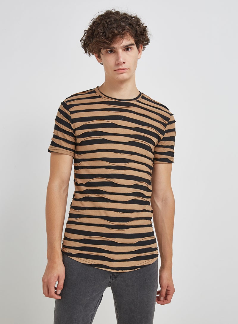 Striped Short Sleeve T-Shirt Brown - v1568541057/N28829860V_1