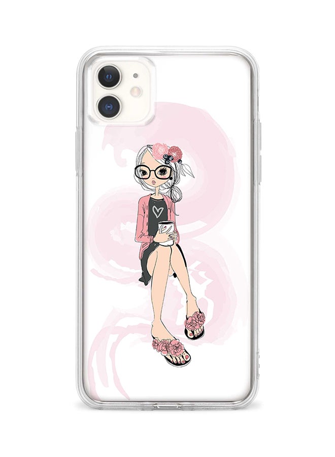 غطاء حماية واق لهاتف أبل آيفون 11 مزين برسمة فتاة ذكية جميلة