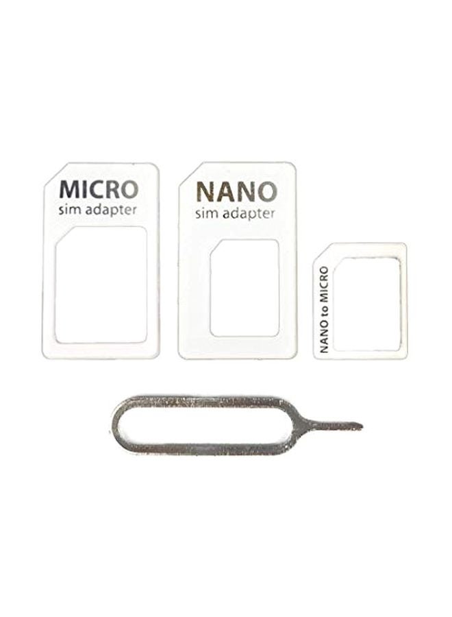 4-Piece Sim Card Adaptor Set White 