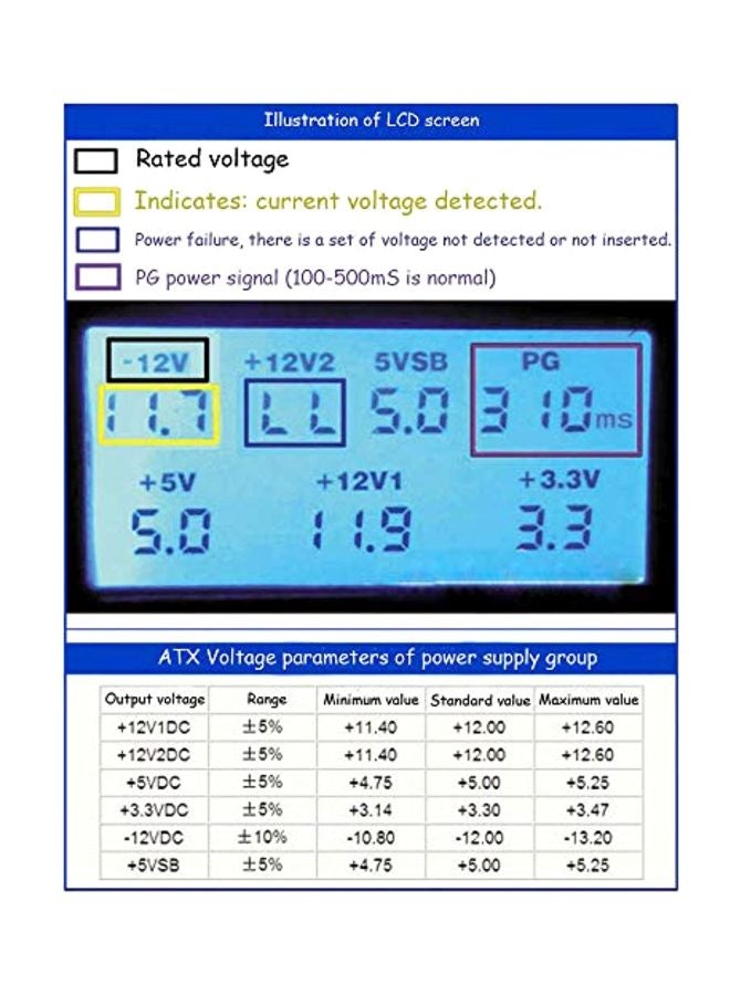 Comidox LCD Computer Power Supply Tester Black/White  - Image 2