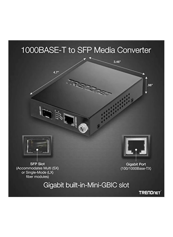 Trendnet - Base-T To SFP Fiber Media Converter Module Black - Image 1