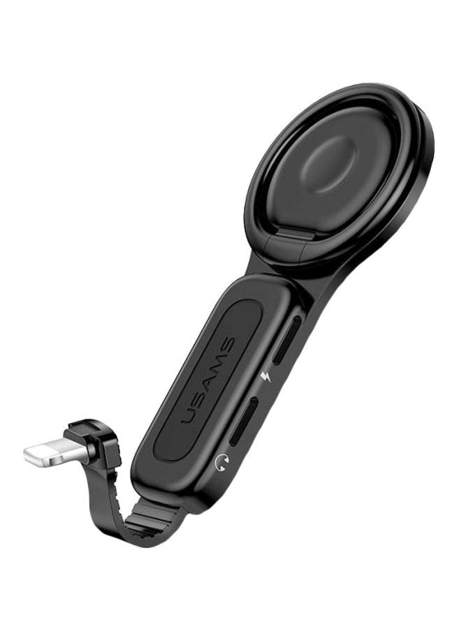Usams - Dual Lightning Ring Holder Adapter Black - Image 1
