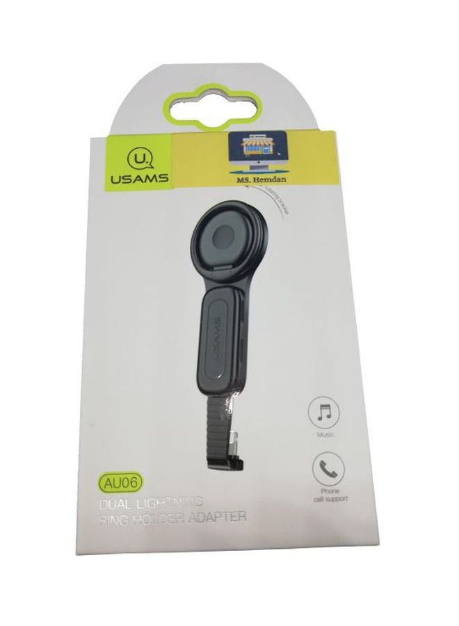 Usams - Dual Lightning Ring Holder Adapter Black - Image 1