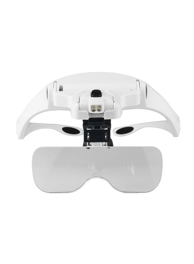 Adjustable Bracket Headband Magnifier Loupe With 2 Led Lights Goggles Magnifying Tool White - Image 1