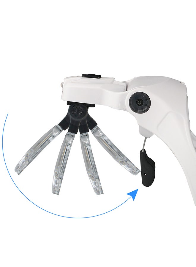 Adjustable Bracket Headband Magnifier Loupe With 2 Led Lights Goggles Magnifying Tool White - Image 3