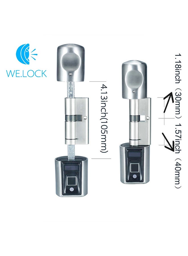 WE-LOCK Door Lock With Biometric Fingerprint Scanner Silver 24.5x7.5centimeter  - Image 2