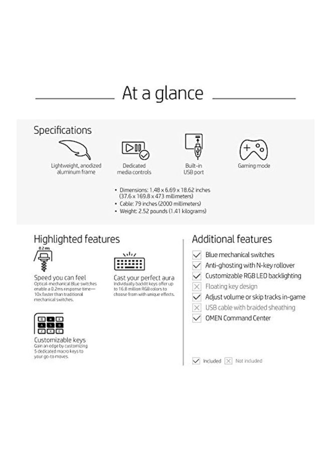 HP - Omen Sequencer Gaming Keyboard Black - Image 1