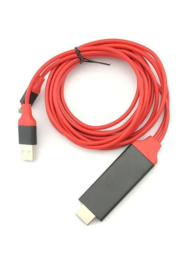 Generic - HDMI To Lightning Cable Adapter Red/Black - Image 1