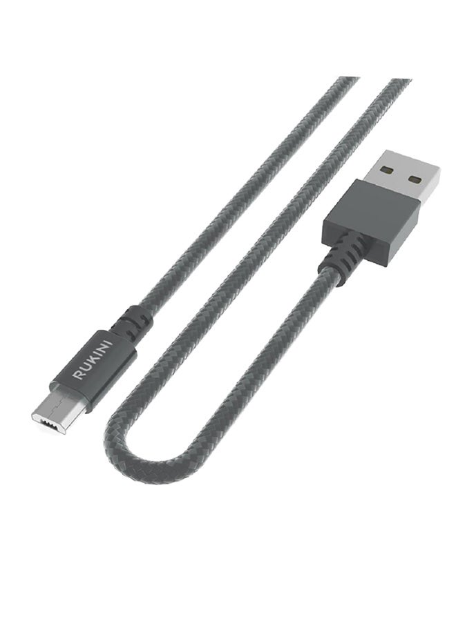 روكيني كابل Micro USB مُضّفر من النايلون رمادي - Image 1