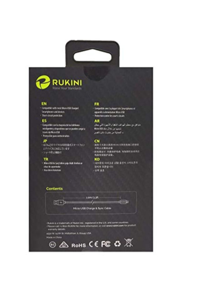 روكيني كابل Micro USB مُضّفر من النايلون رمادي - Image 3