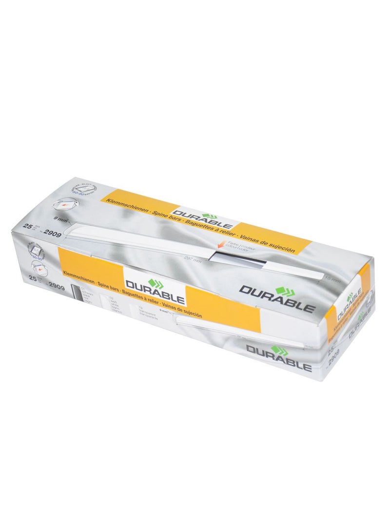 Durable 25-Piece File Folder Spine Bar Set White