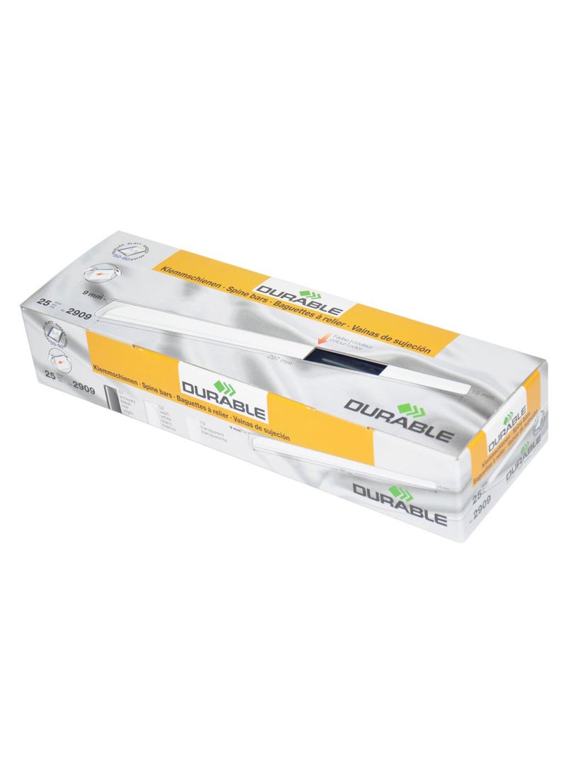 Durable 25-Piece File Folder Spine Bar Set Clear