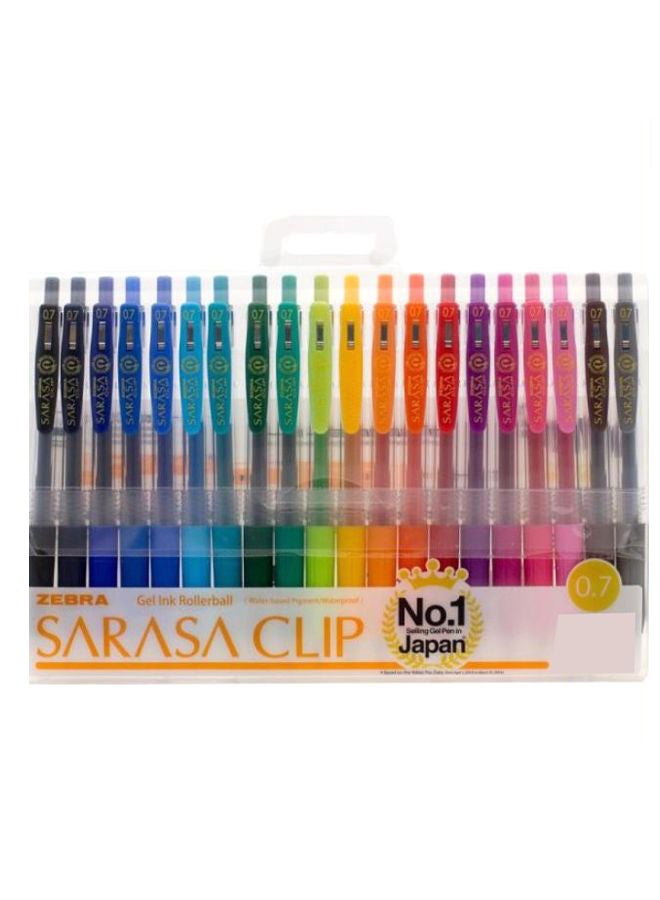 مجموعة أقلام حبر جل ملون برؤوس كروية مع حافظة من 20 قلماً متعدد الألوان