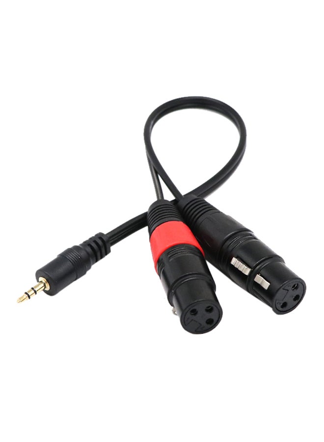 Generic 3pin 2 XLR Female to 3.5mm 1/8'' TRS Male Plug Stereo Audio Cable Adapter Black  - Image 1