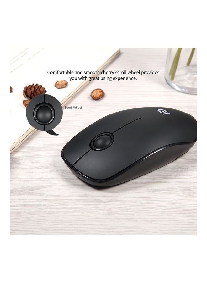 FD 2.4G Wireless Mute Mouse Optical Tracking Power Saving Smooth Scroll Wheel Black  - Image 2