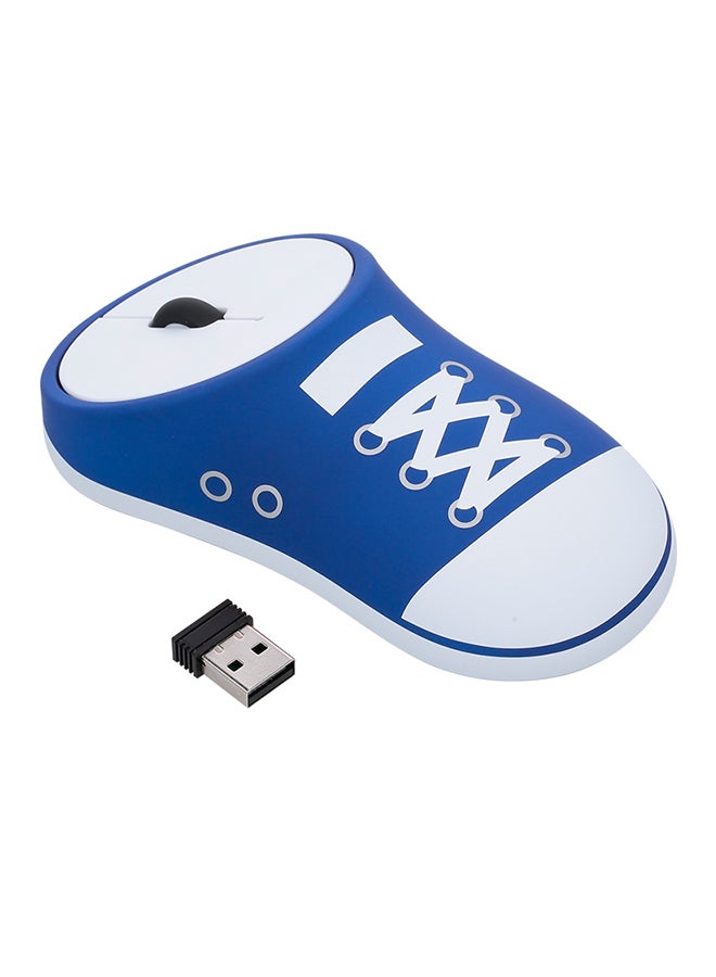 2.4G Wireless Silent Click Rechargeable Sneaker Mouse Blue/White  - Image 2