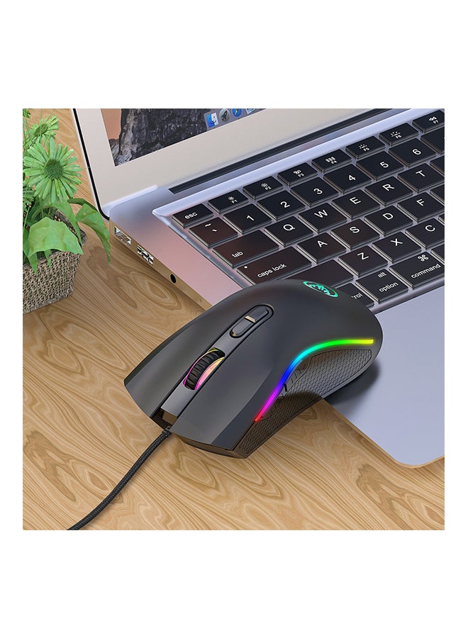 HXSJ - A869 Six Adjustable DPI Macro RGB Gaming Mouse Black - Image 1